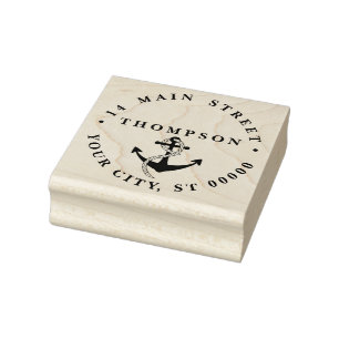 Vintage nautischer Anker Schiff Preppy #2 Adresse Gummistempel