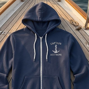 Vintage nautisches Anker-Seil Captain Name T-Shirt Hoodie