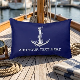 Vintage nautisches Ankerseil Boot Name Dekokissen