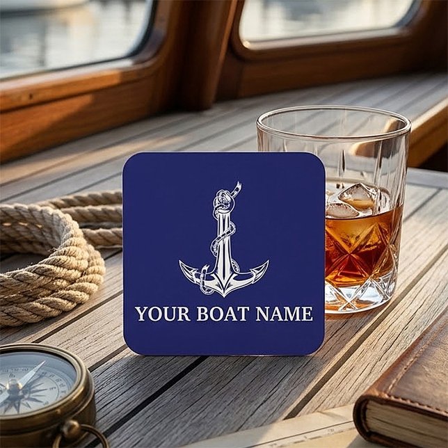 Vintage nautisches Ankerseil Boot Name Rechteckiger Pappuntersetzer (Von Creator hochgeladen)