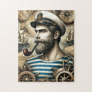 Vintage-Nautisches-Kapitän-Puzzle Puzzle
