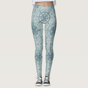 Vintage nautisches Kompassrosenmuster Leggings