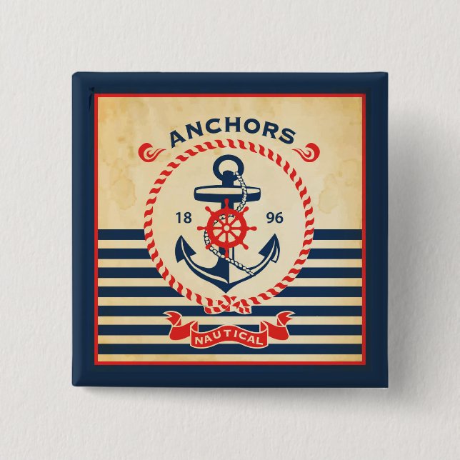 Vintage nautisches Poster Button (Vorderseite)