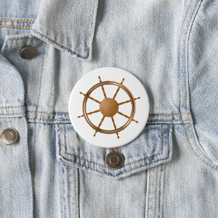 Vintage nautisches Schiffssteuerrad-Kompass-Design Button