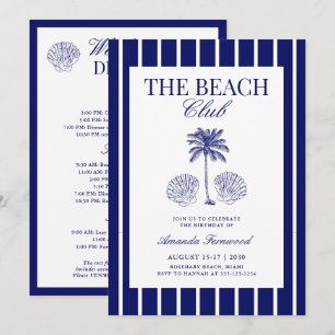 Vintage Navy Beach Club Geburtstagswochenende Einladung