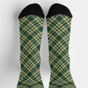 Vintage-Navy-Beige-Rot-Grün-Karo-Weihnachten Socken