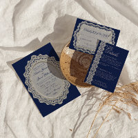 Vintage Navy Blau Spitze Doily Old Money Hochzeit