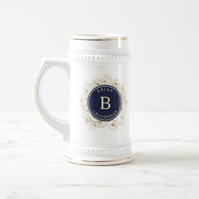 Vintage Navy Blue-Trauzeugen Bierglas (Links)