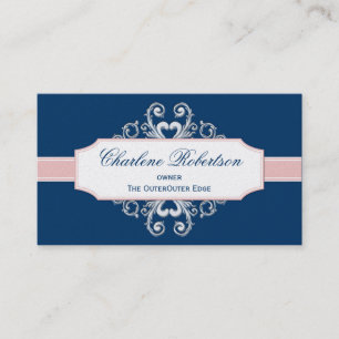 Vintage Navy Blue und Blush Pink Wirbel Visitenkarte