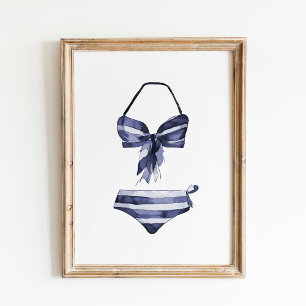 Vintage Navy gestreifter Bikiniposter Poster