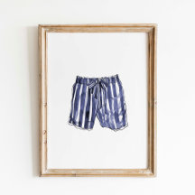 Vintage Navy gestreifter Schwimmshorts Poster