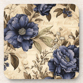 Vintage Navy & Ivory Blume Hochzeit Untersetzer