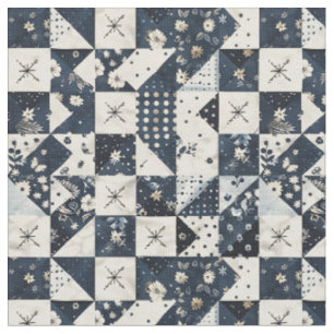 Vintage-Navy-Patchwork-Cottagecore-Bauernhaus-Deck Stoff