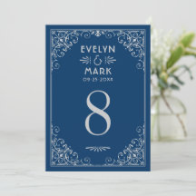 Vintage Navy Silver Art Deco Hochzeit Tischnummer