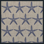 Vintage Navy-Starfish-Monogram-Küstenmilch Stoff<br><div class="desc">Dieses Vintage marineblaue Seesterne-Design ist Set auf einem natürlichen Leinenuntergrund und hat eine optionale Monografie in der Mitte, was es zu einem perfekten Design für ein personalisiertes Meer, Beach House Stoff. (Sie können das Monogramm löschen, wenn Sie möchten.) Raffiniert, aber einfach und lässig. ... ein klassisches Set, das auf Zazzles...</div>
