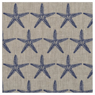 Vintage Navy-Starfish-Monogram-Küstenmilch Stoff