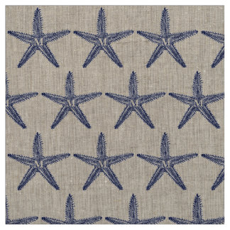 Vintage Navy-Starfish-Monogram-Küstenmilch Stoff