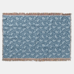 Vintage Navy- und Weiß-Blumen-Paisley Decke