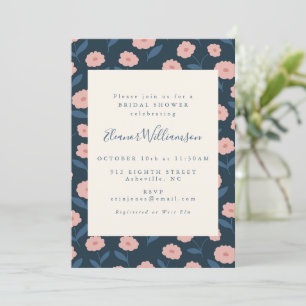 Vintage-Navyblau-Blumen-Garten-Brautabschiedsparty Einladung