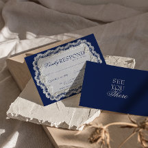 Vintage Navyblaue Spitze Fancy Retro-Hochzeit