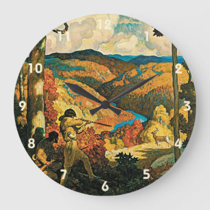 Vintage-NC-Wyeth-Reiseplakat, In Old Kentucky Große Wanduhr