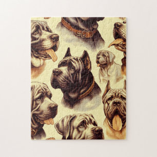 Vintage Neapolitan Mastiff Illustration Puzzle