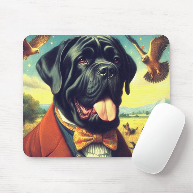 Vintage neapolitanische Mastiff-Malerei Mousepad (Mit Mouse)
