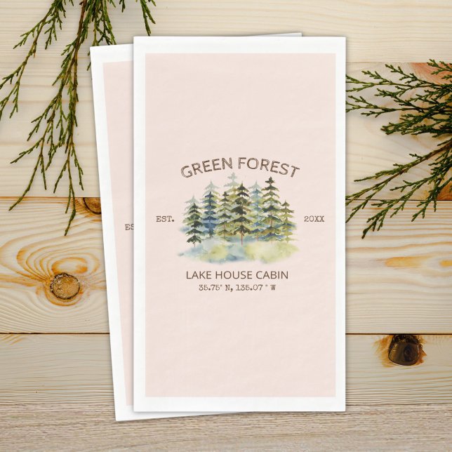 Vintage Nebelgrüner Kiefernwald Lodge Serviette (Von Creator hochgeladen)