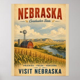 Vintage Nebraska Cornhusker State Reiseposter wi Poster
