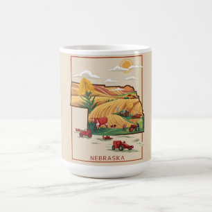 Vintage Nebraska Heartland Farm Scene Kaffeetasse