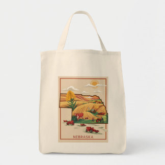 Vintage Nebraska Heartland Farm Scene Tragetasche