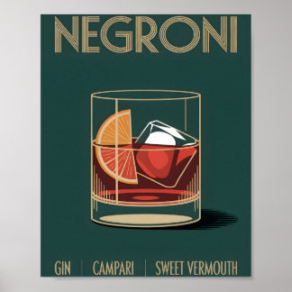 Vintage Negroni Cocktail Druck für Home Bar Poster