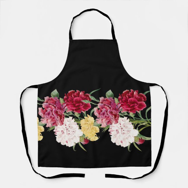 Vintage-Nelken-Blumenillustration Schürze (Vorderseite)