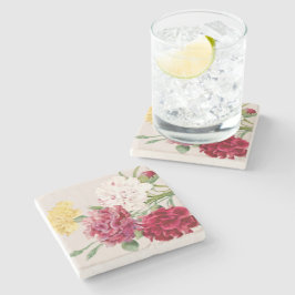 Vintage-Nelken-Blumenillustration Steinuntersetzer