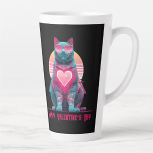 Vintage-Neon-Katze Valentinstag Milchtasse