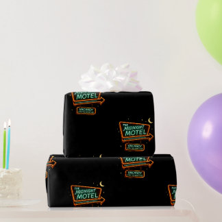 Vintage-Neon-Midnight-Motel-spooky Halloween Geschenkpapier