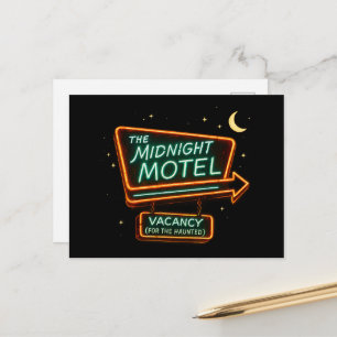 Vintage-Neon-Midnight-Motel-spooky Halloween Postkarte