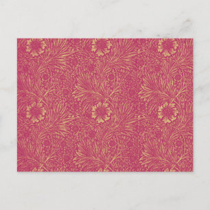 Vintage Neon-Rosa Hellgelb Blumenmuster Postkarte