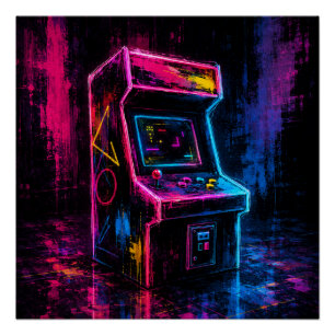 Vintage-Neon-Spielhalle Poster