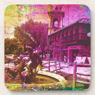 Vintage Neptunbrunnen Farbiger Grunge Untersetzer