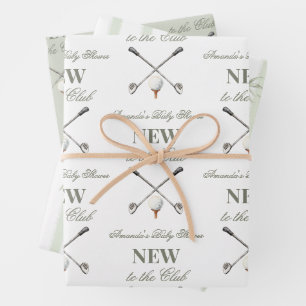 Vintage Neu im Club Neutrale Golf-Baby-Party Geschenkpapier Set