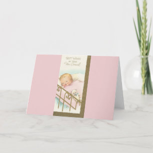 Vintage "Neue Ankunft" Baby Karte