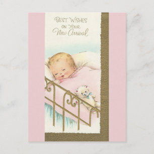 Vintage "Neue Ankunft" Baby Postkarte