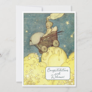 Vintage neue Baby Gratulationen Flat Card