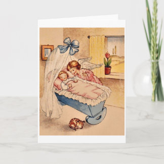 Vintage neue Baby Guardian Angel Grußkarte Karte