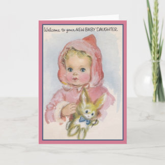 Vintage neue Baby-Tochter-Grußkarte Karte