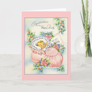Vintage neue Babygratulation zur Familienkarte Karte