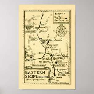 Vintage neue Hampshire Ski Map drucken Poster