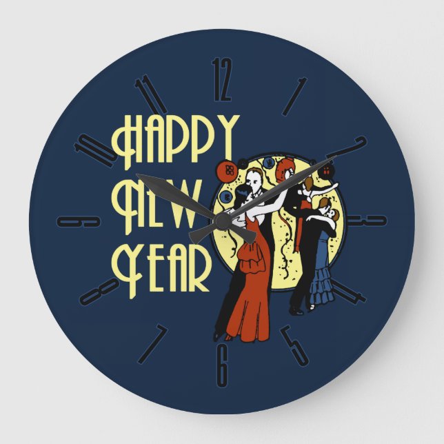 Vintage neue Jahre Tanz- Große Wanduhr (Vorderseite)
