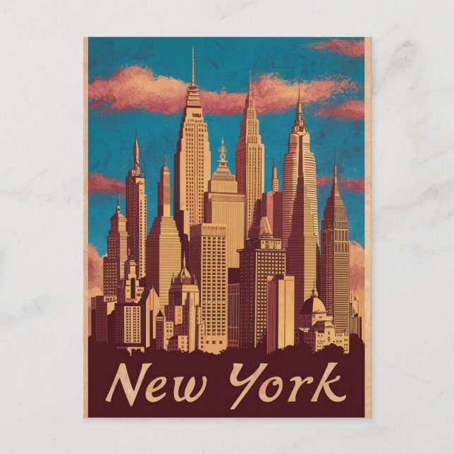 Vintage neue York Postkarte (Vorderseite)